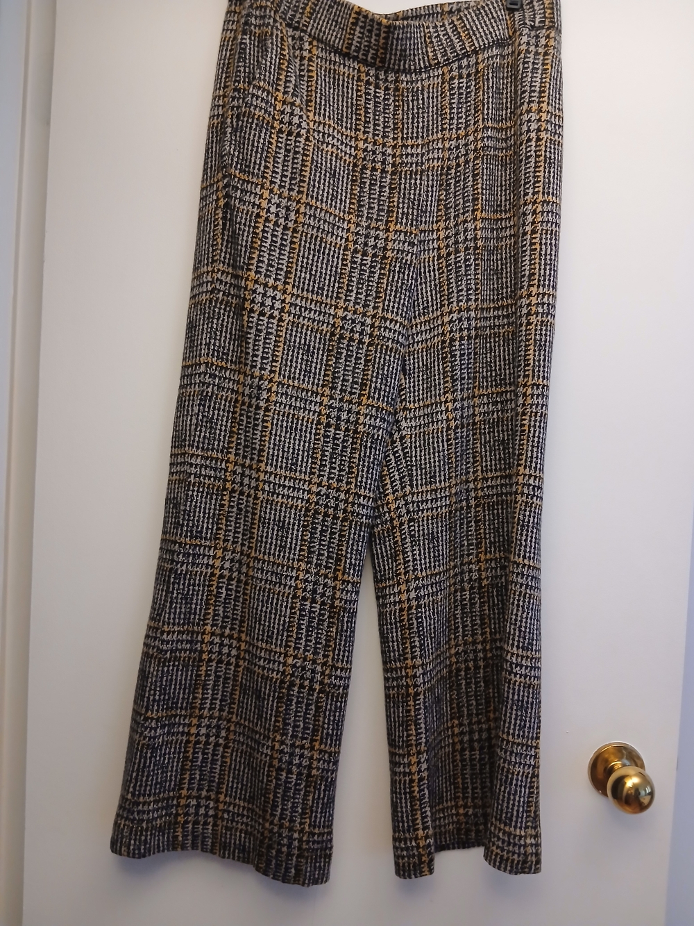 Iris Setlakwe Black and Tan Plaid Wide-Leg Trousers